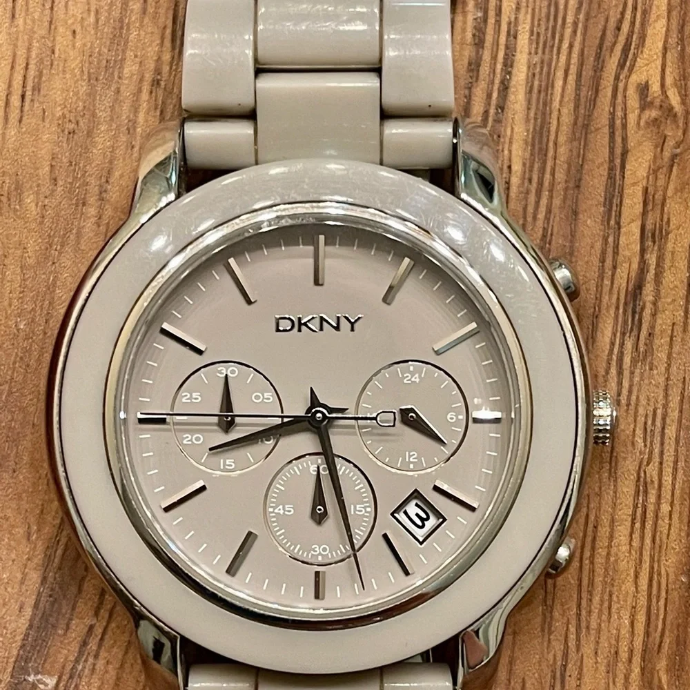 DKNY Taupe Resin Band Chronograph Watch Unisex - Picture 3 of 7